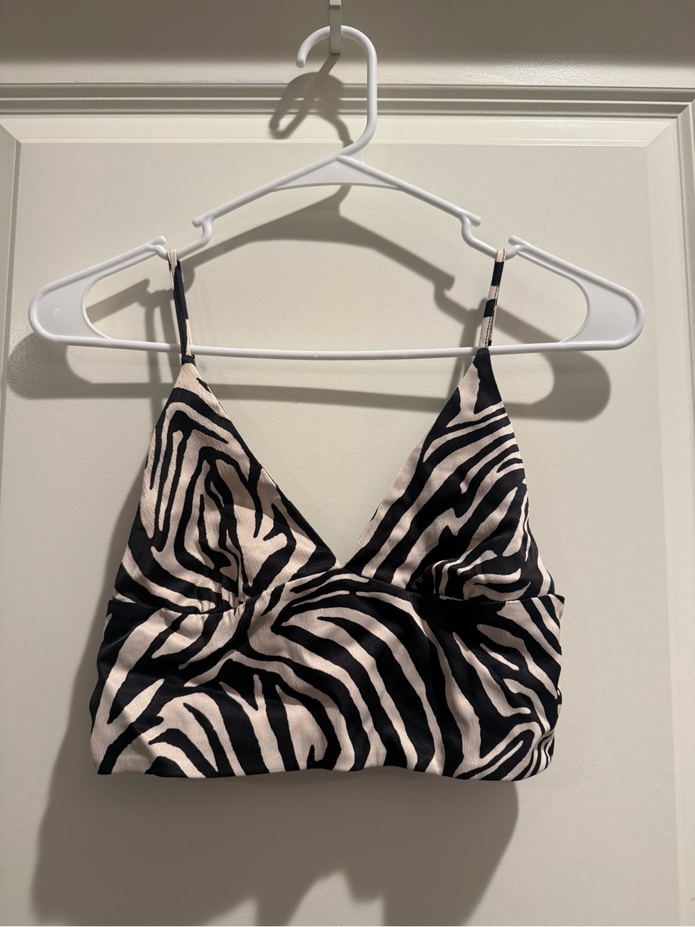 Zara Zebra-Print V-Neck Cami - Black & Cream
